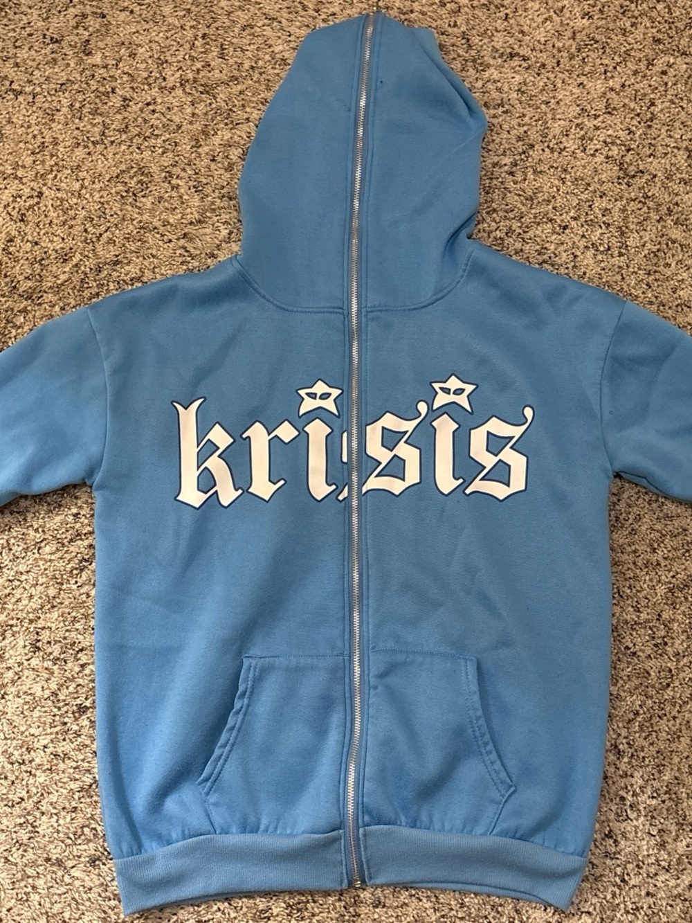 Blue 'krisis' Zip-Up Hoodie - Men's Casual Hooded Sweatshirt